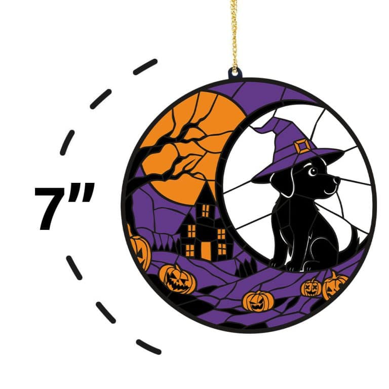 FUND 20 Meals for $20 and Get This Halloween Set! Creepy Crack Dog Treats, Witchy Dog Garden Flag and Black Dog Witch Hat & Haunted House – Handcrafted Acrylic Dog Window Ornament - Image 11