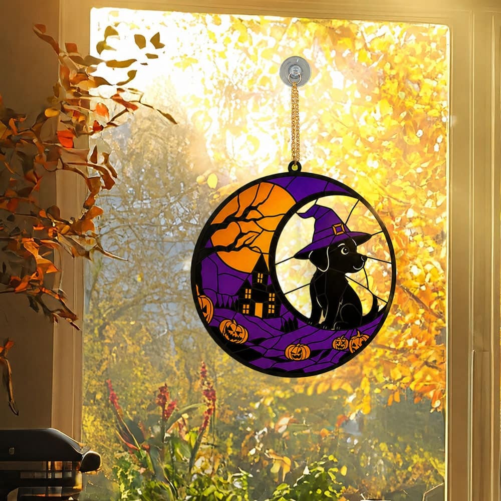 FUND 20 Meals for $20 and Get This Halloween Set! Creepy Crack Dog Treats, Witchy Dog Garden Flag and Black Dog Witch Hat & Haunted House – Handcrafted Acrylic Dog Window Ornament - Image 10