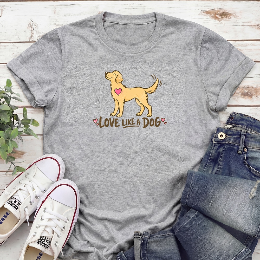 Love Like A Dog Heart Standard Tee Heather Grey