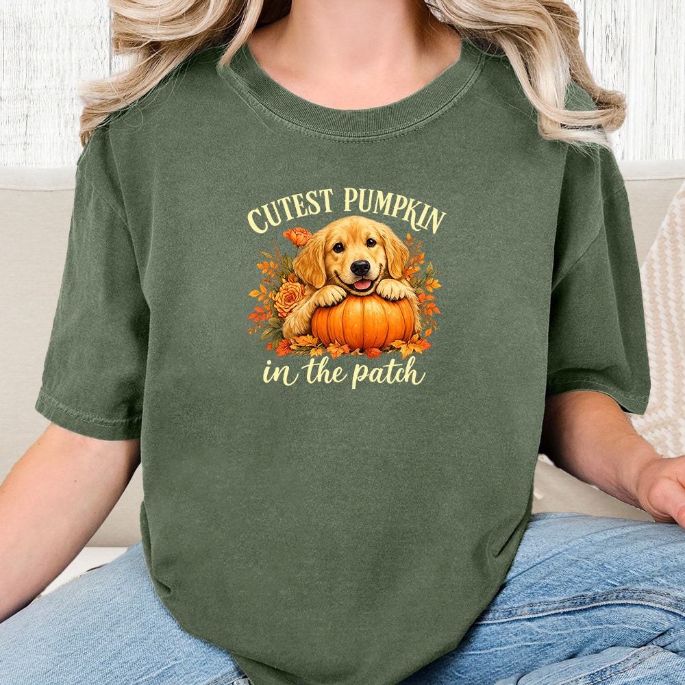 Comfort Colors Cutest Pumpkin In The Patch Golden Vintage Washed Tee - Hemp