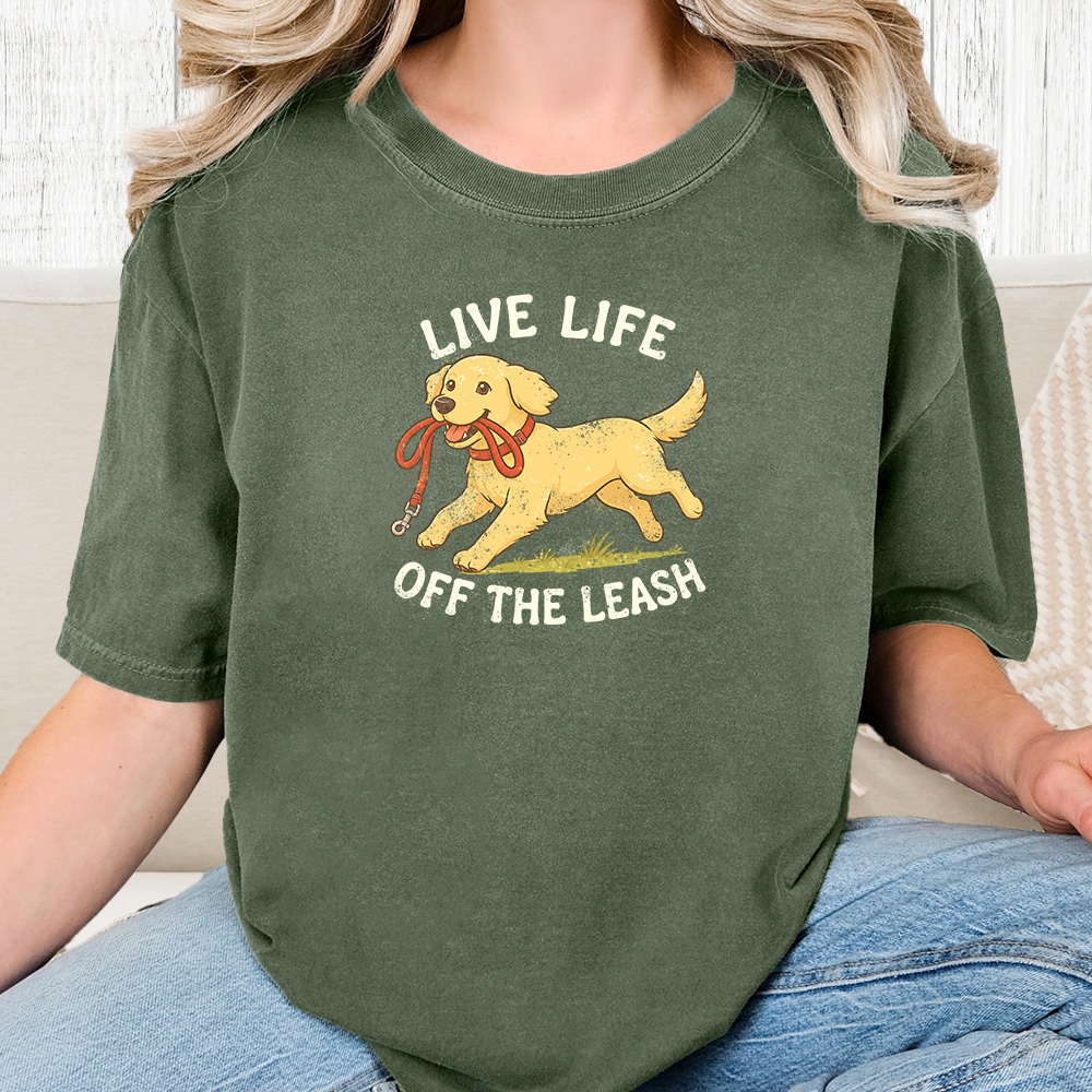 Comfort Colors Live Life Off The Leash Vintage Washed Tee - Hemp