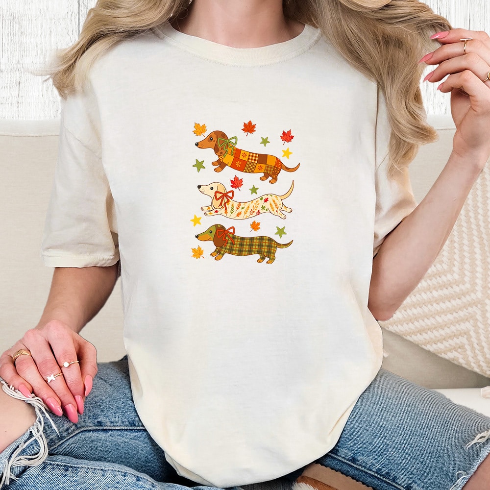 Comfort Colors Fall Fashion Dachshunds Vintage Washed Tee - Ivory