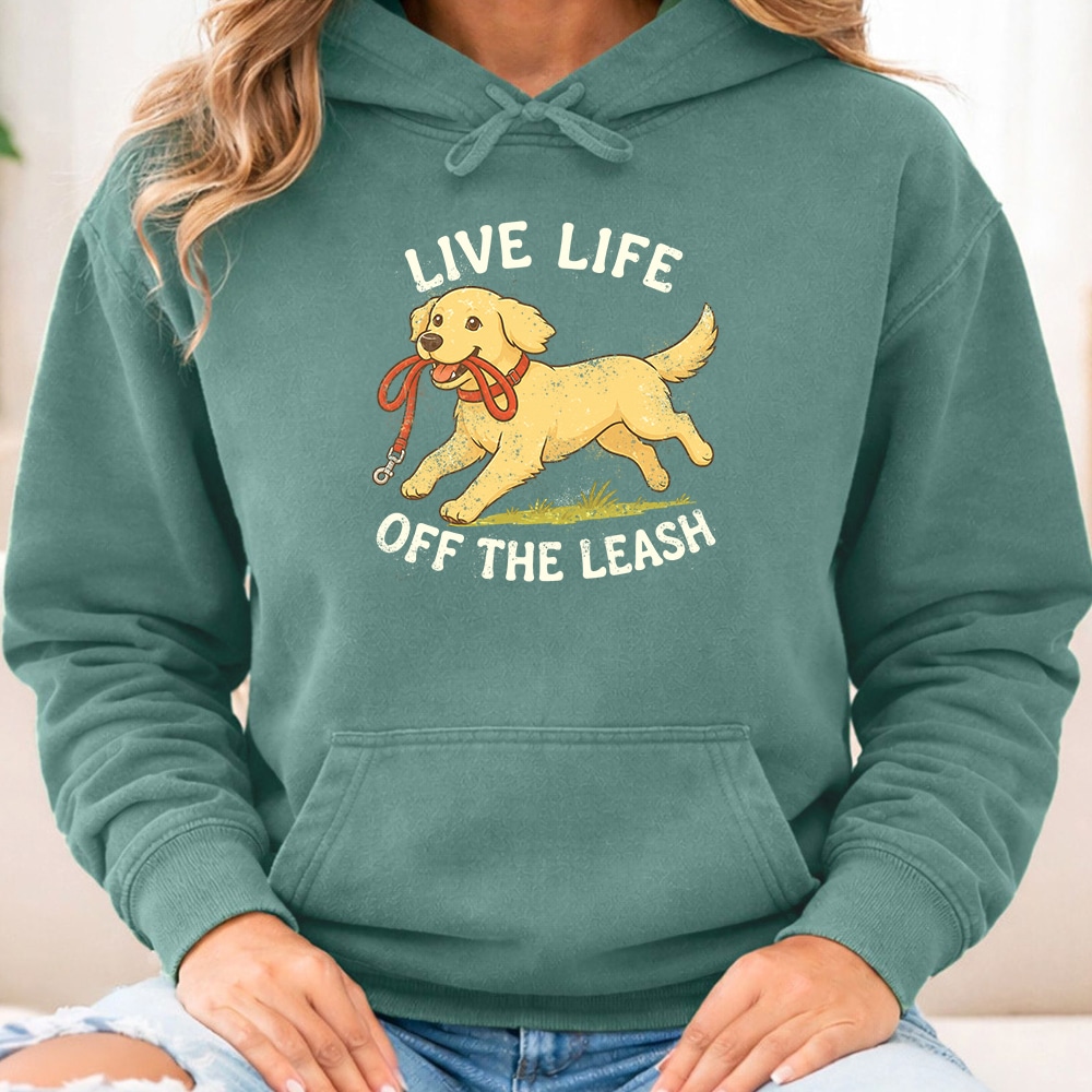 Comfort Colors Live Life Off The Leash Premium Hoodie Light Green