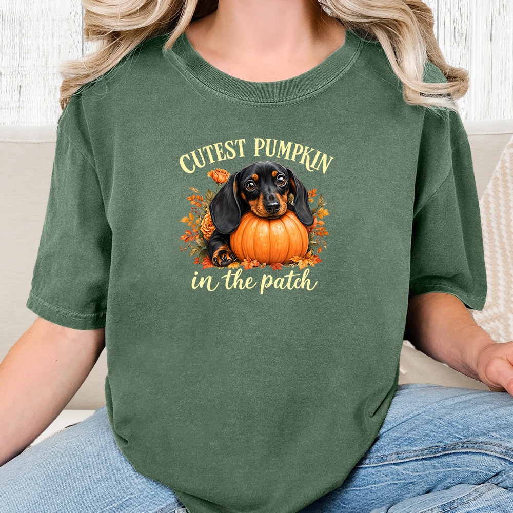 Comfort Colors Cutest Pumpkin In The Patch Vintage Washed Tee - Moss