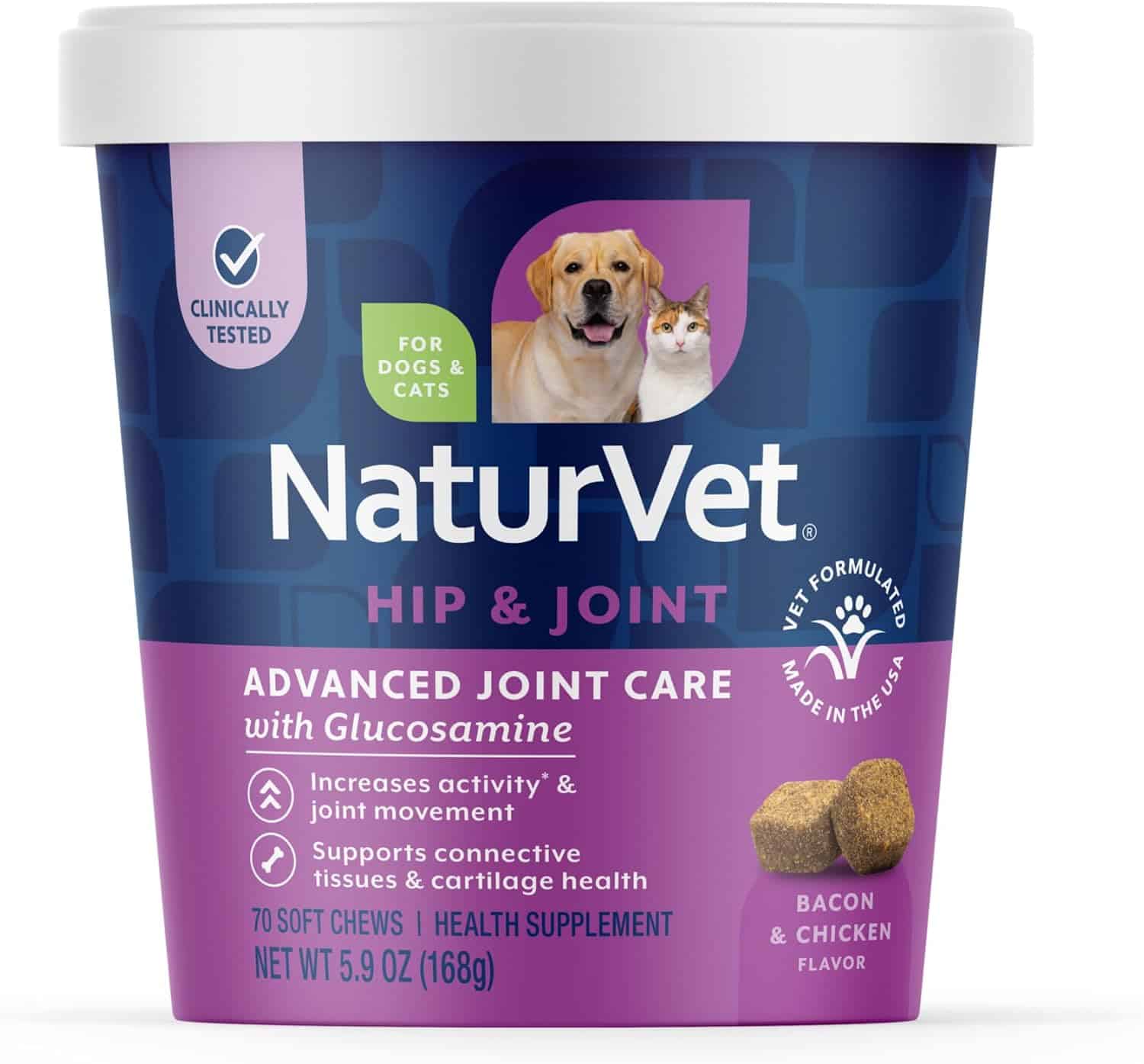 NaturVet Advanced Joint Care Hip & Joint Supplement Bacon & Chicken Soft Chews