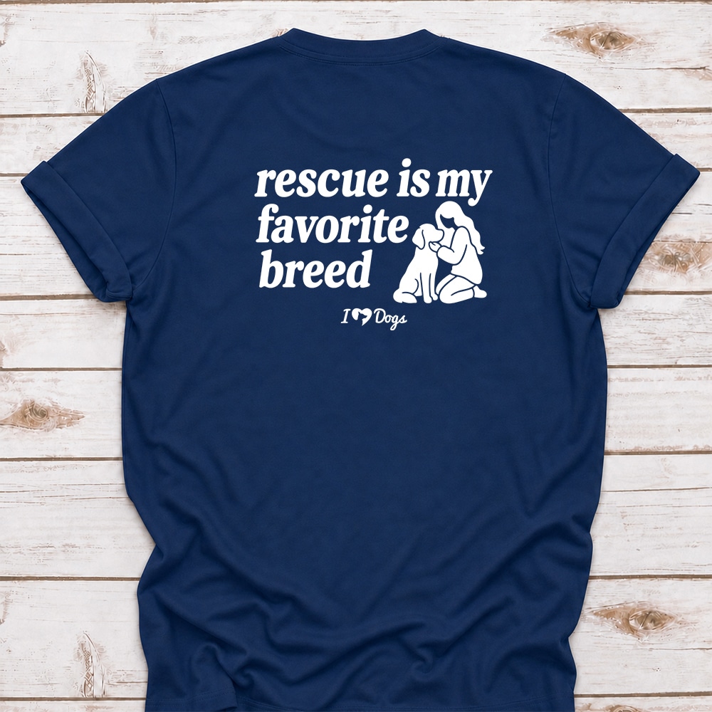 Rescue Is My Favorite iHeartDogs Standard Tee Navy