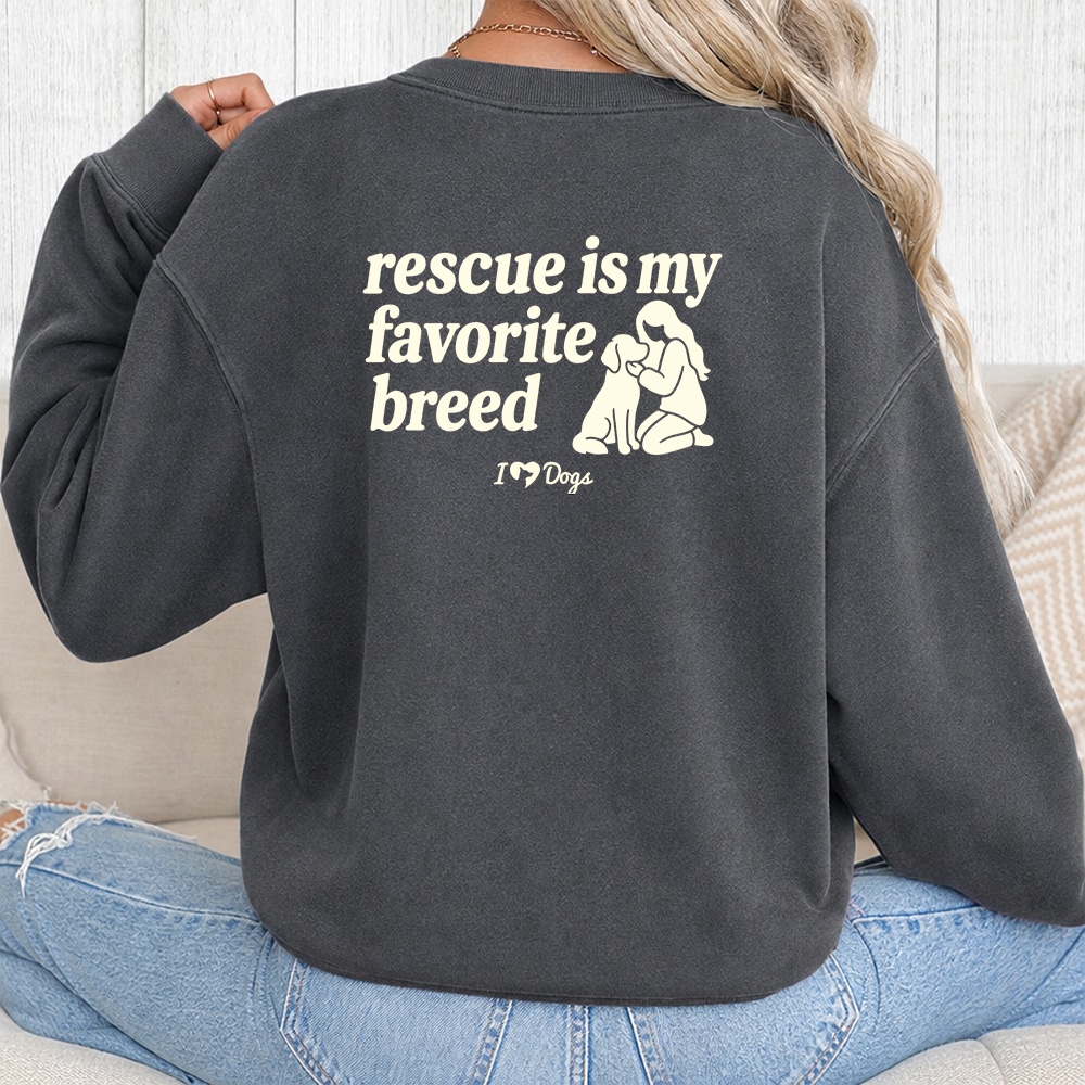 Comfort Colors Rescue Is My Favorite iHeartDogs Premium  Sweatshirt - Pepper