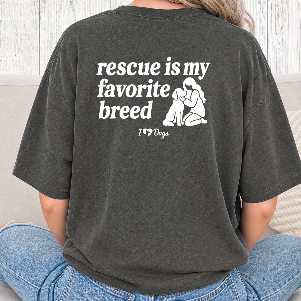 Comfort Colors Rescue Is My Favorite iHeartDogs Vintage Washed Tee - Pepper