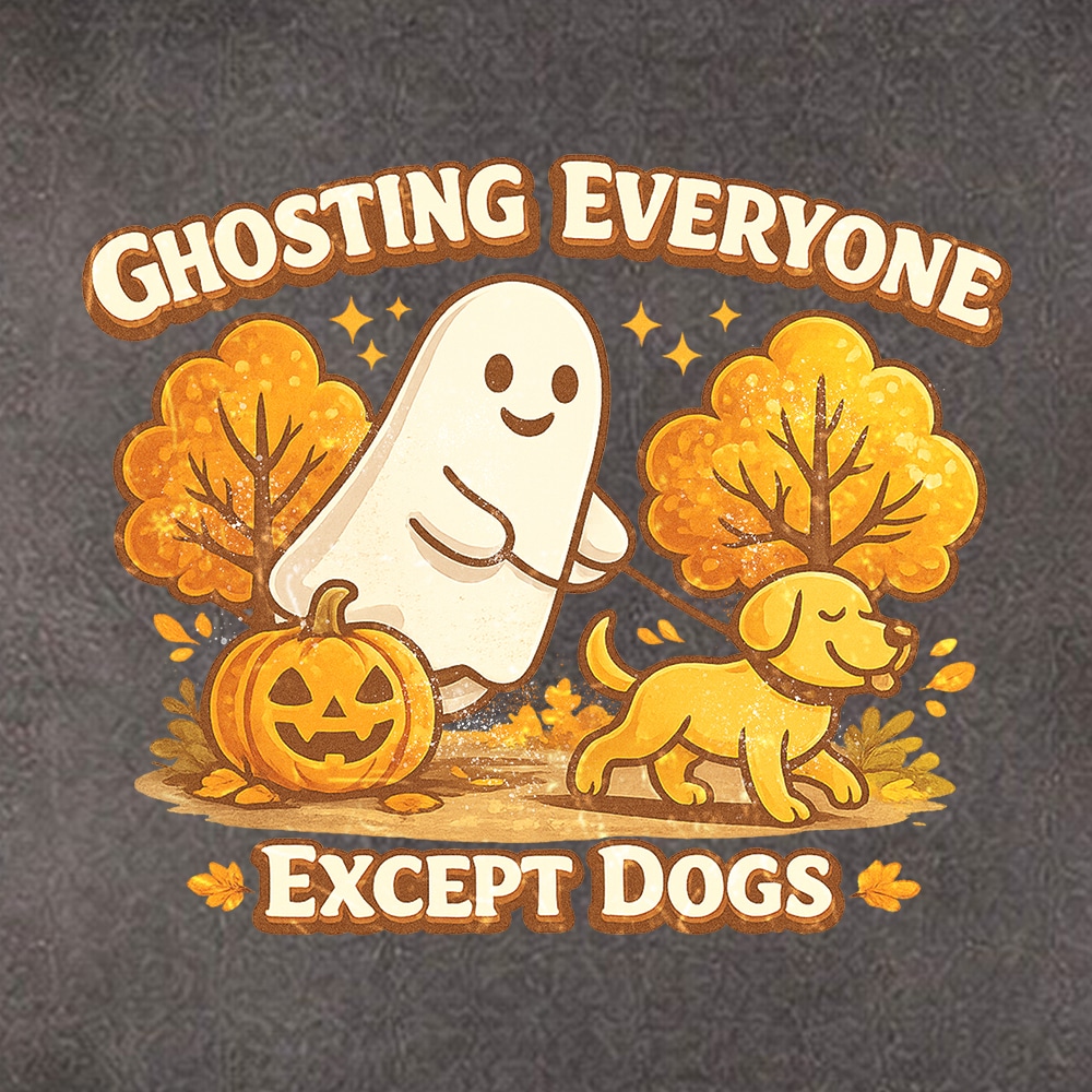 Comfort Colors Ghosting Everyone Except Dogs Premium Sweatshirt - Pepper - Image 2