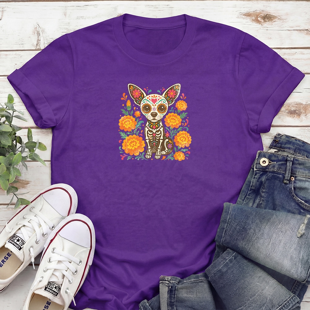 DÃa de los Muertos Chihuahua Standard Tee Purple