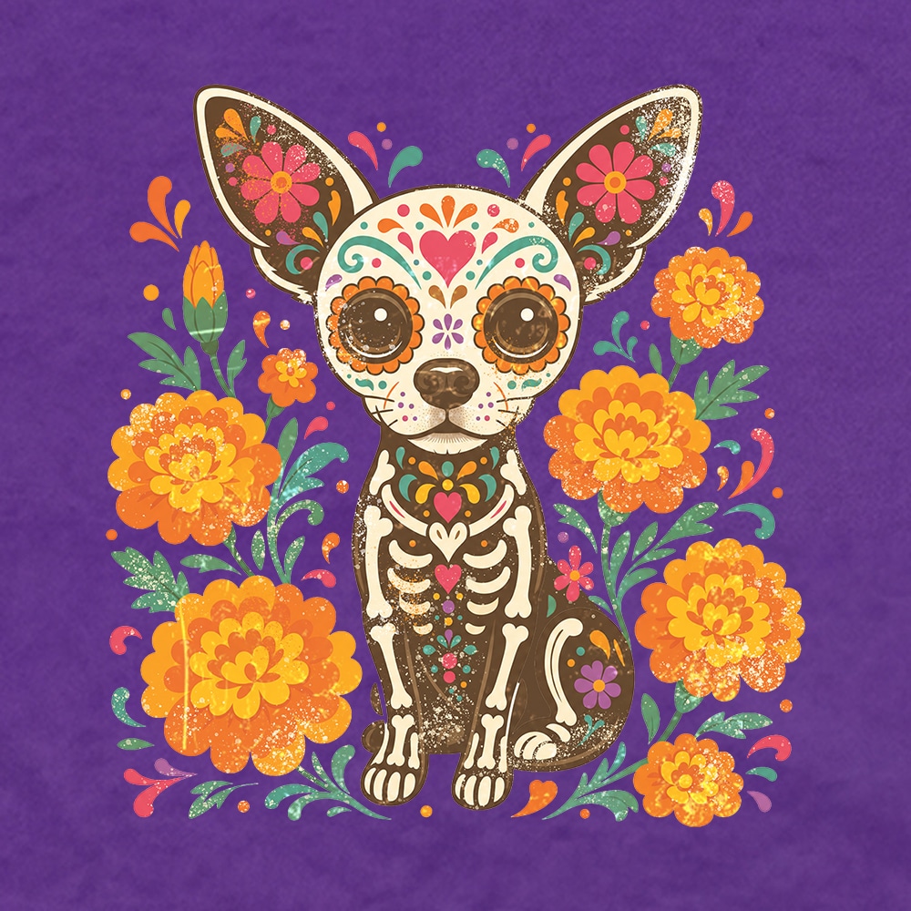 Día de los Muertos Chihuahua Standard Tee Purple - Image 2
