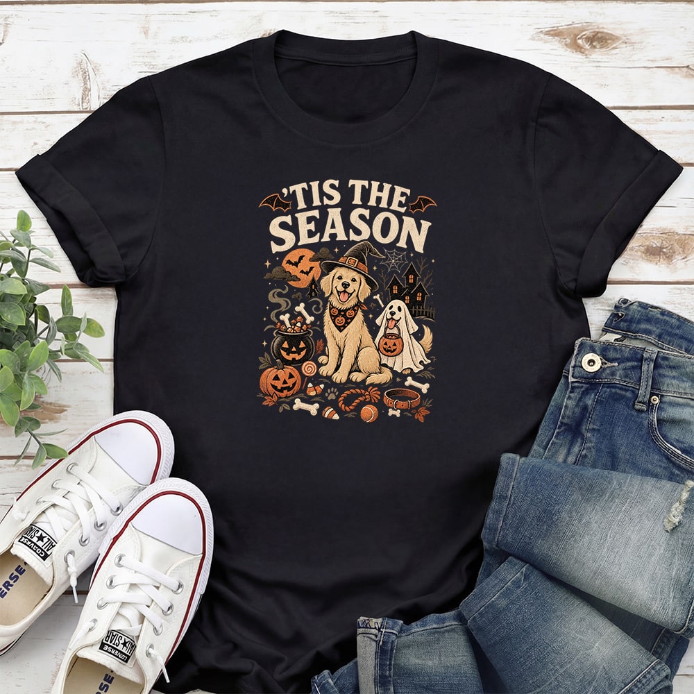 Tis The Season Spooky Pups Standard Tee Black