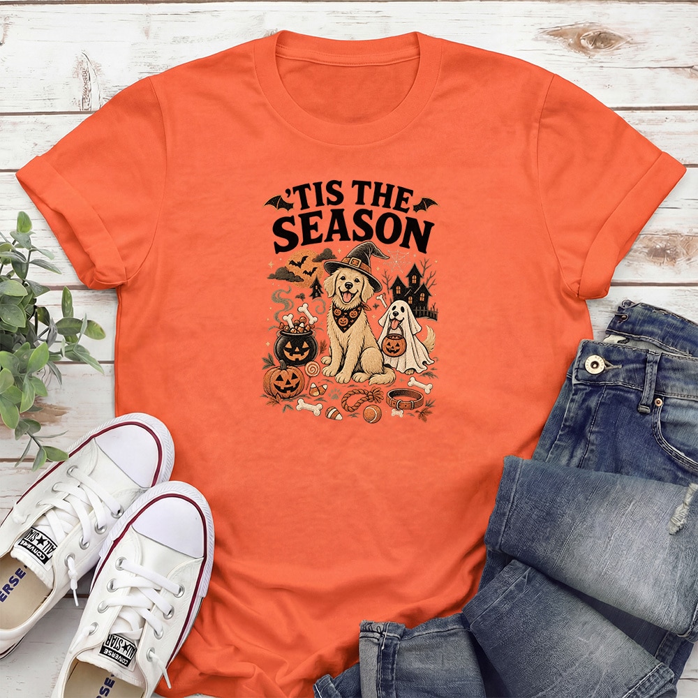Tis The Season Spooky Pups Standard Tee Orange