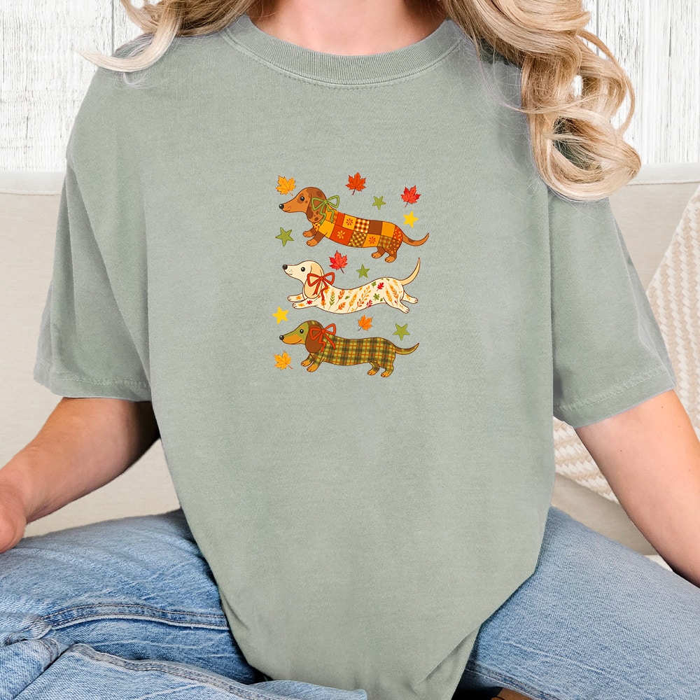 Comfort Colors Fall Fashion Dachshunds Vintage Washed Tee - Bay