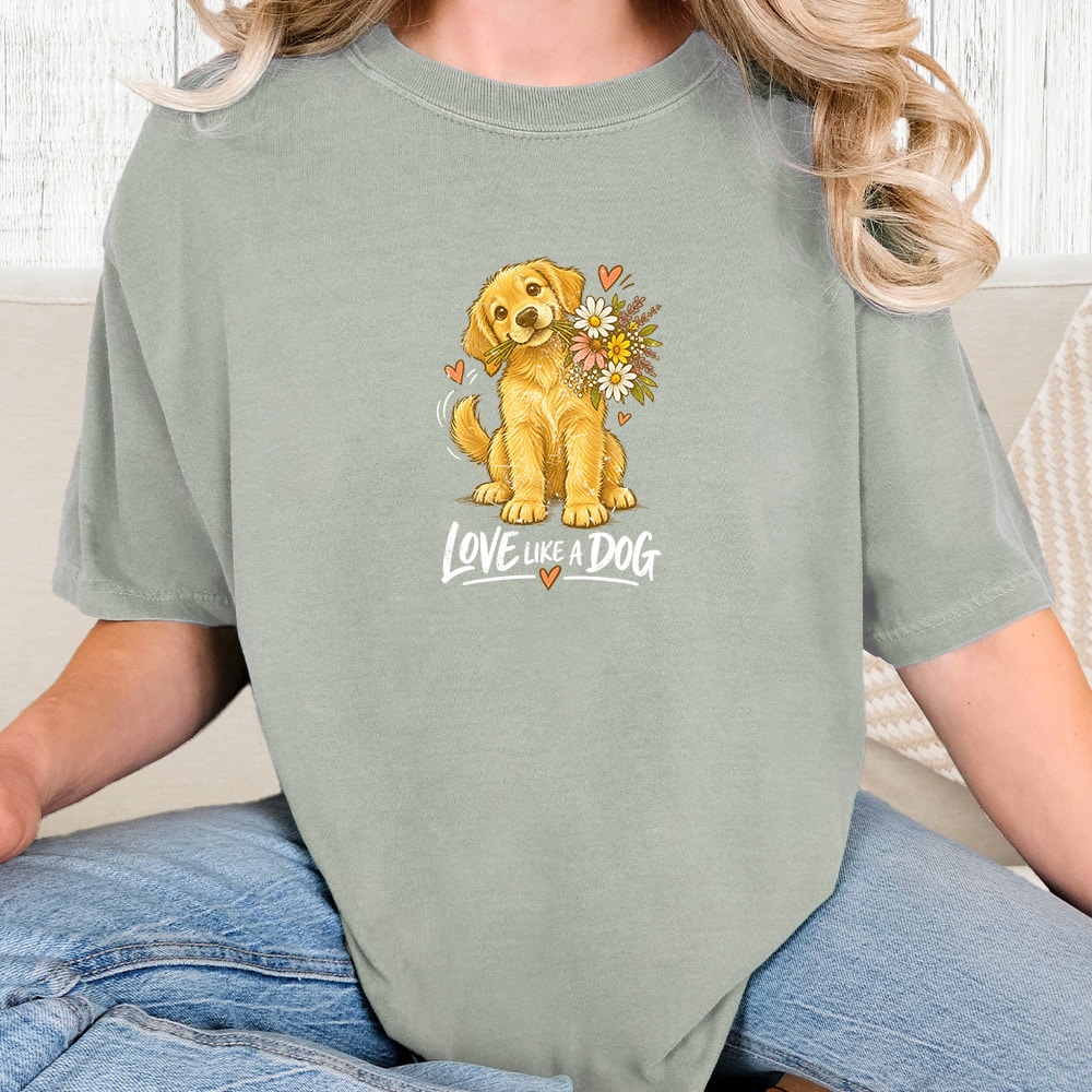 Comfort Colors Love Like A Dog Vintage Washed Tee - Bay