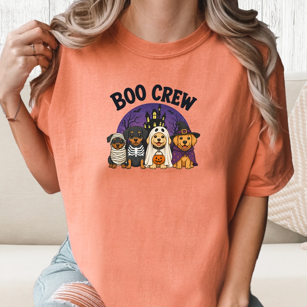 Comfort Colors Boo Crew Haunted House Vintage Washed Tee - Terracotta