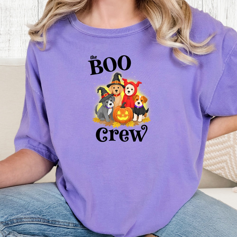 Comfort Colors Boo Crew Spooky Vintage Washed Tee - Violet