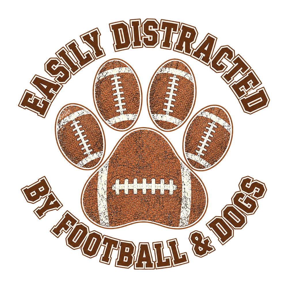 Easily Distracted By Football & Dogs Standard Tee White - Image 2