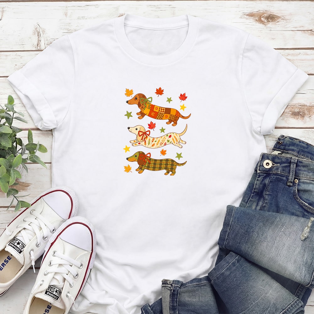 Fall Fashion Dachshunds Standard Tee White