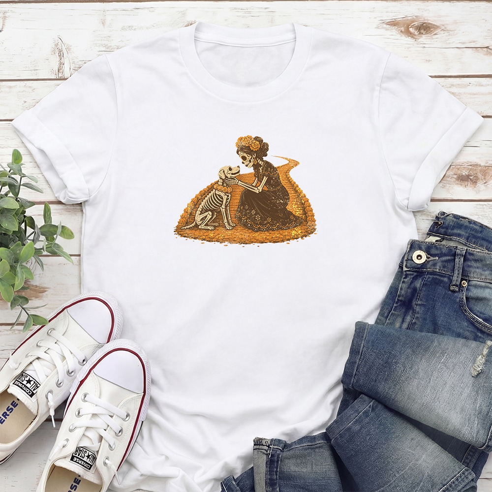 Día de los Muertos Dog Bridge Standard Tee White