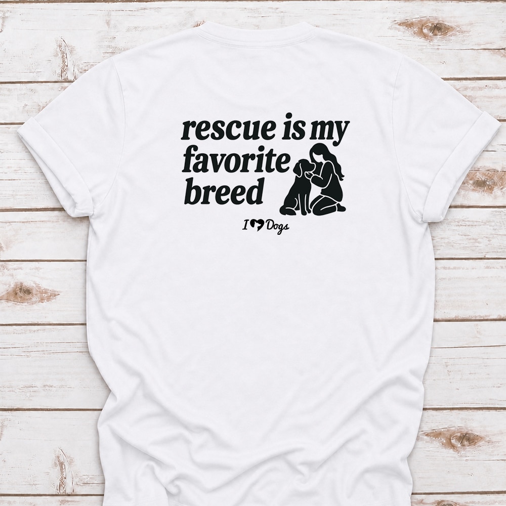 Rescue Is My Favorite iHeartDogs Standard Tee White
