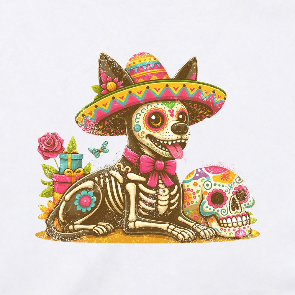 Día de los Muertos Chihuahua Sombrero Standard Tee White - Image 2