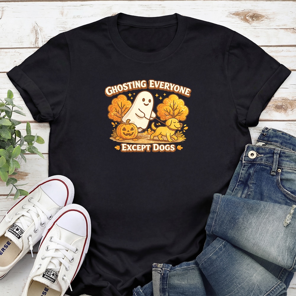 Ghosting Everyone Except Dogs Standard Tee Black