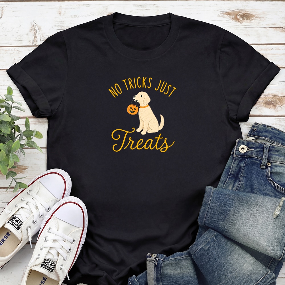 No Tricks Just Treats Pup Standard Tee Black