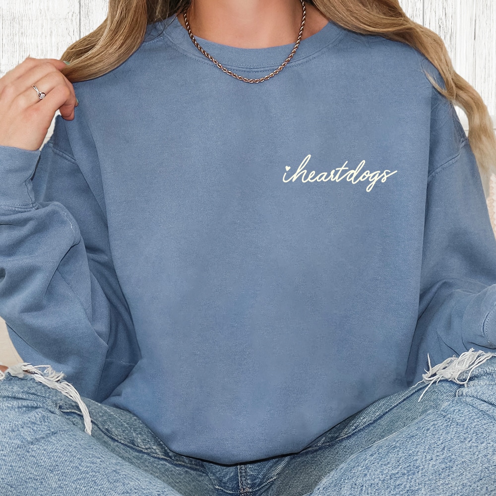 Comfort Colors Rescue Is My Favorite iHeartDogs Premium Sweatshirt - Blue Jean - Image 2