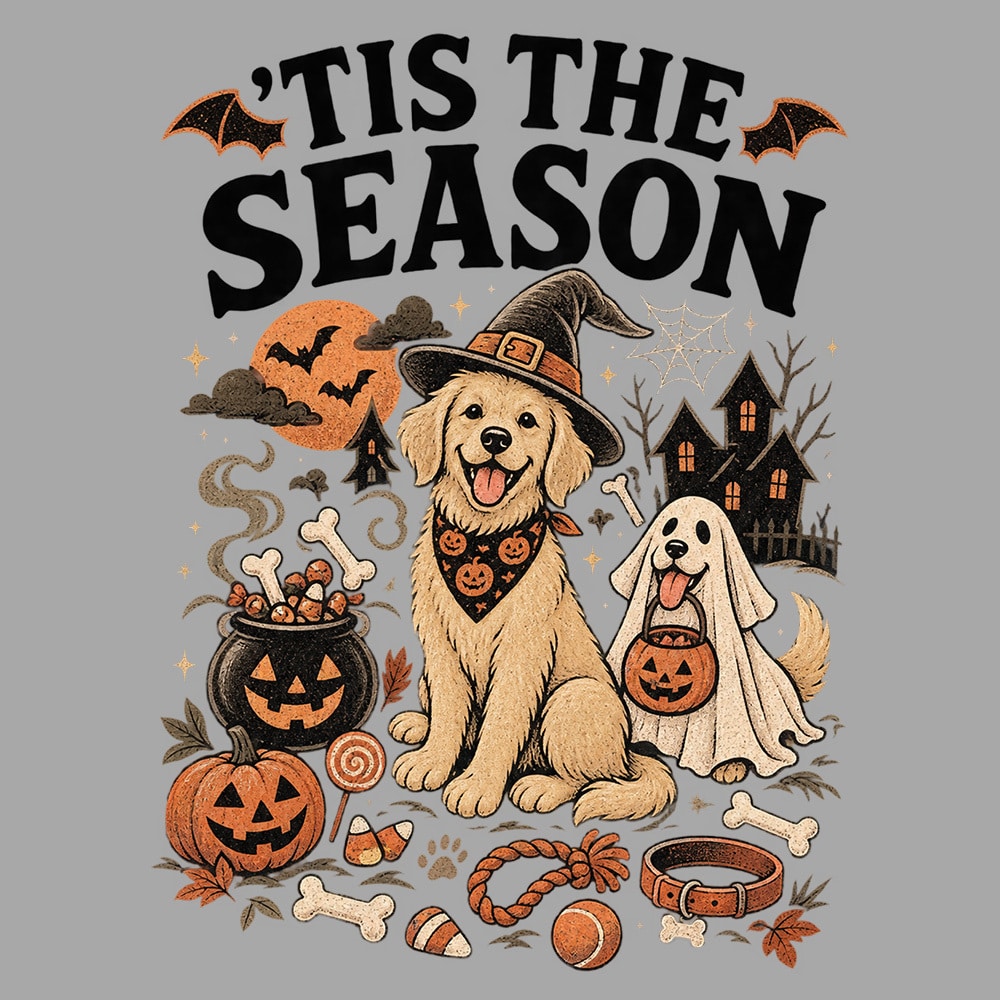 Tis The Season Spooky Pups Sweatshirt Heather Grey - Image 2