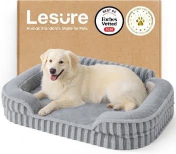 Lesure High-Back Orthopedic Dog Sofa Bed, Grey, Large