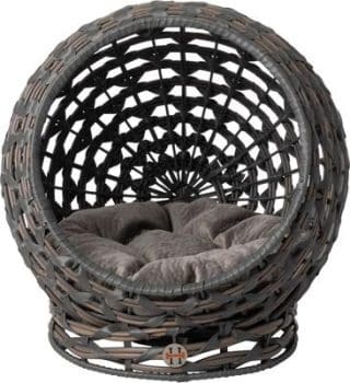 Huntley Pet Hemisphere Rattan Elevated with Cushion Dog & Cat Bed