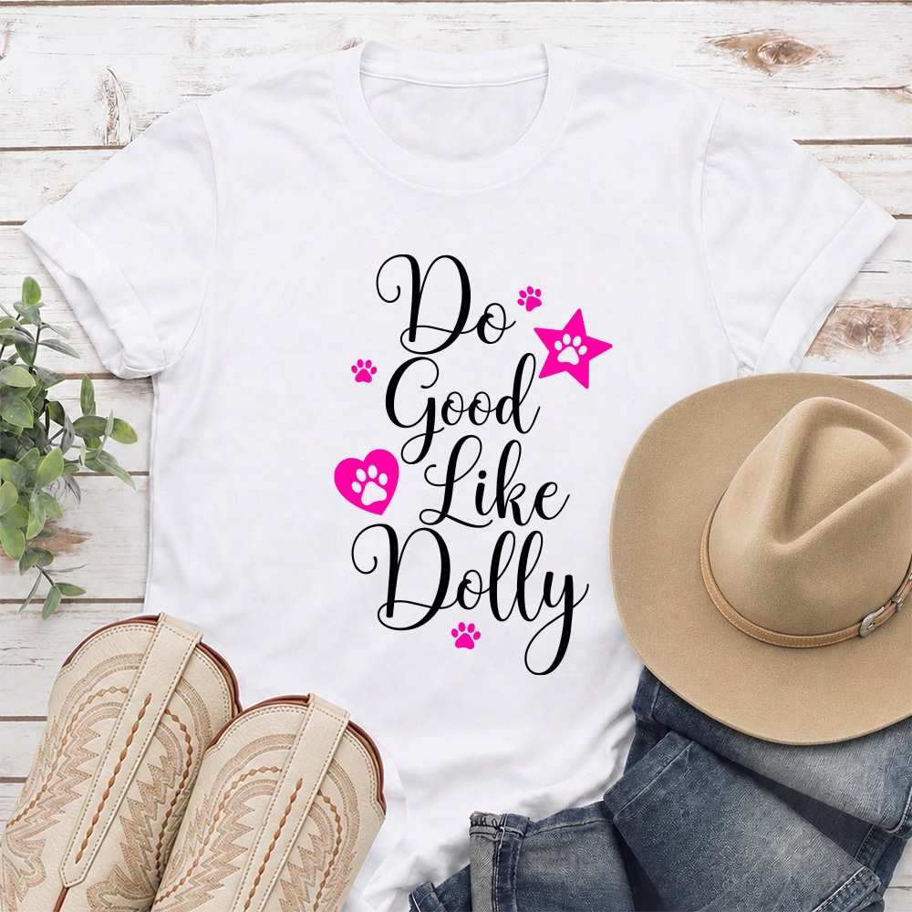 Do Good Like Dolly Standard Tee White – Donates 10 Meals To Shelter Dogs In Honor Of Dolly