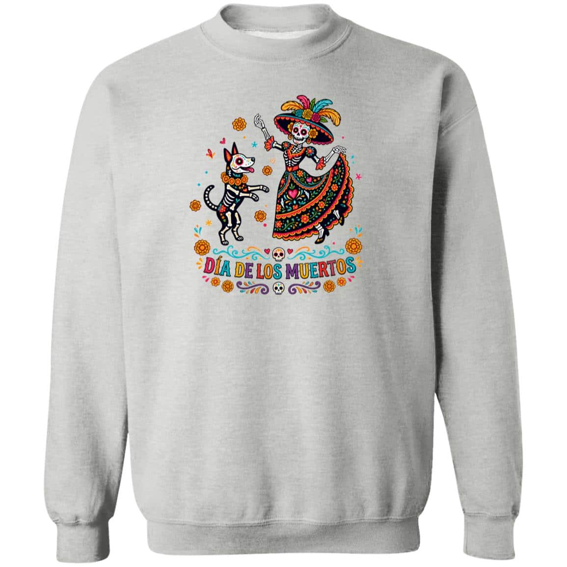 Dia De Los Muertos Dancing Sweatshirt Heather Grey