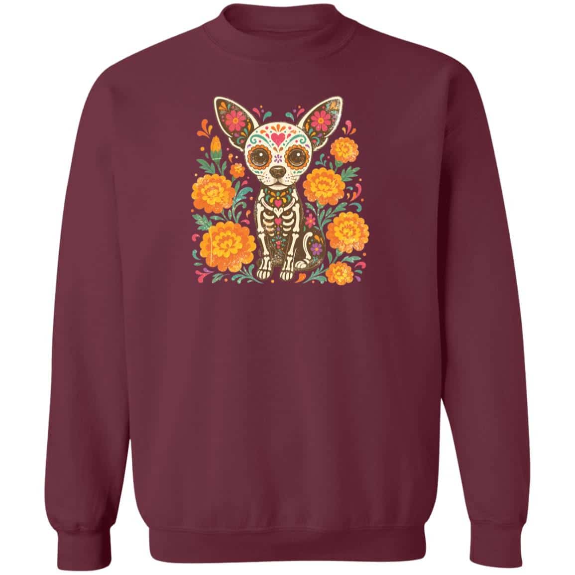 DÃa de los Muertos Chihuahua Sweatshirt Maroon