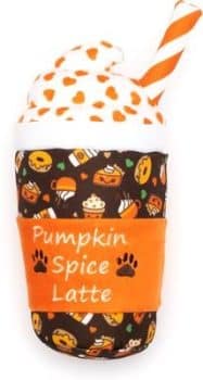 The Worthy Dog Pumpkin Spice Latte Squeaky Plush Dog Toy