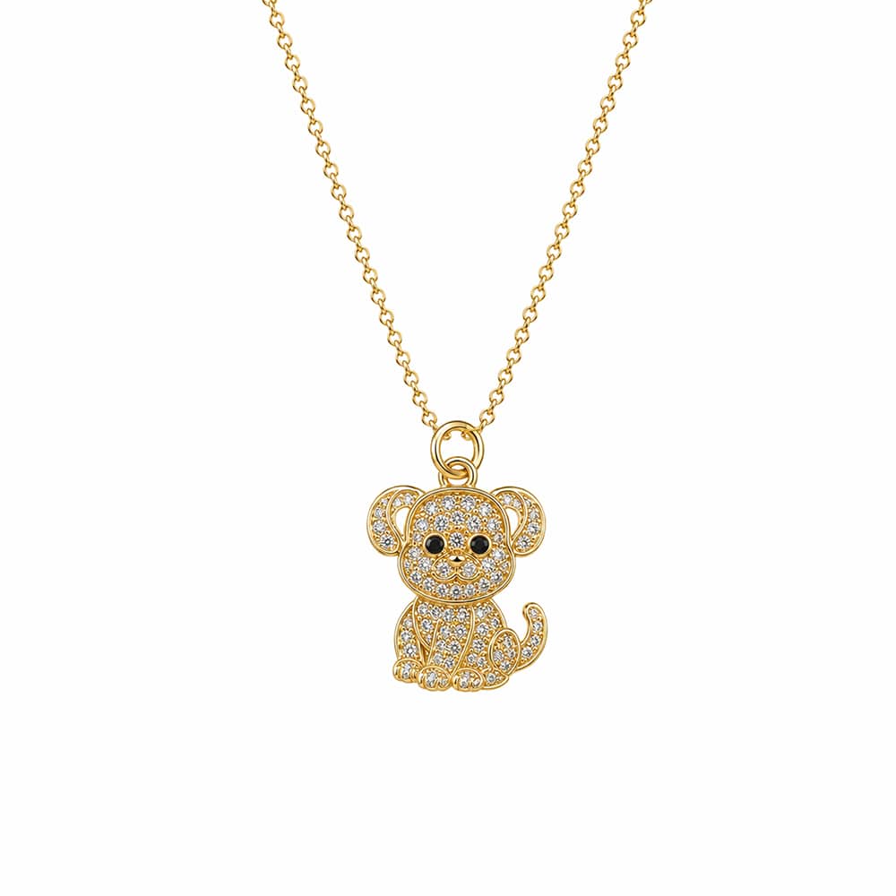 Golden Good Boy Crystal Puppy Necklace - Image 4