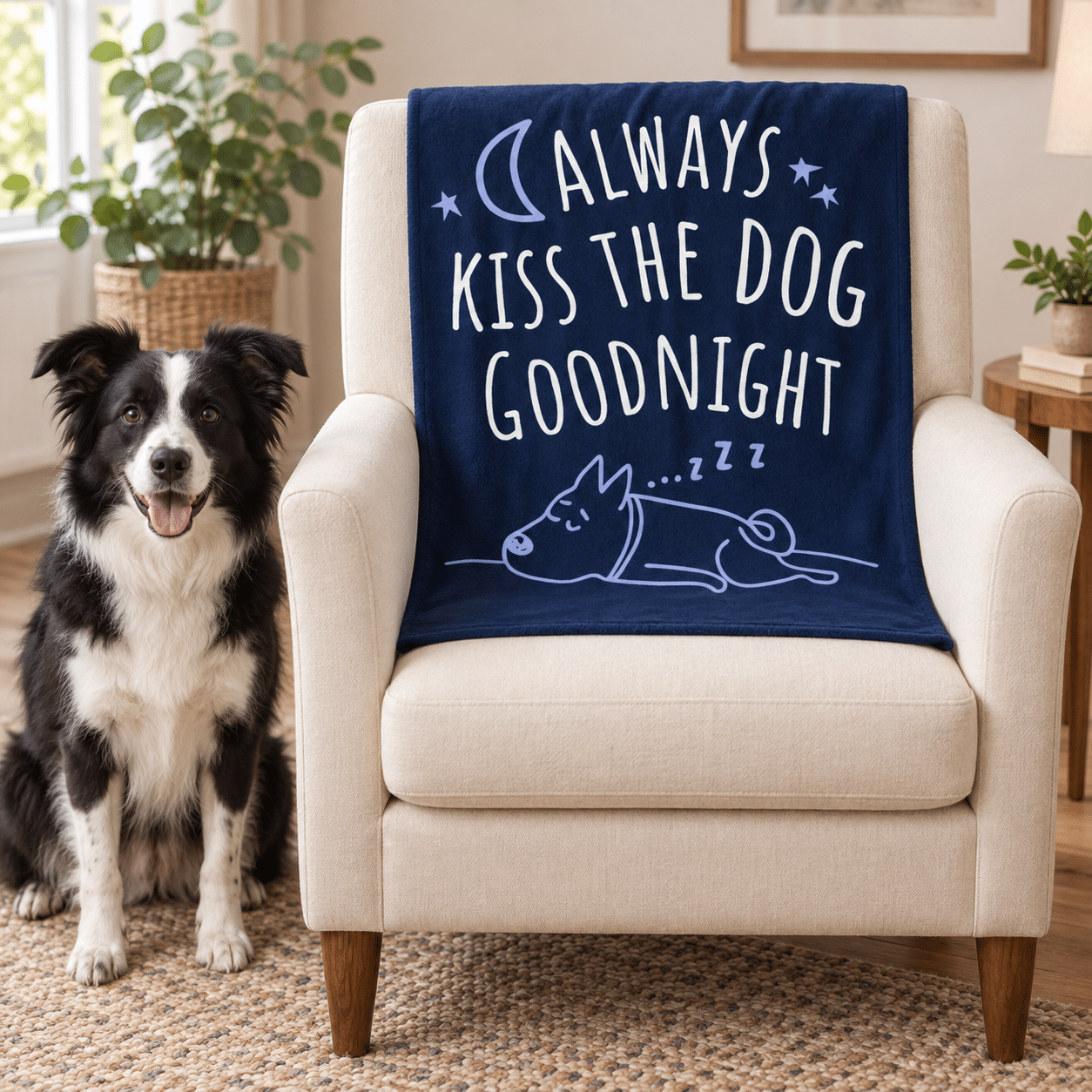 Always Kiss The Dog Goodnight Cozy Plush Fleece Dog Blanket - 30"x40"