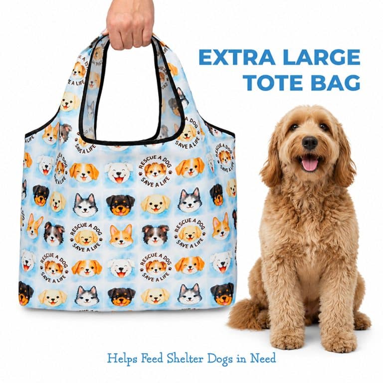 Rescue A Dog Save A Life - Shopping Travel Shoulder Bag- Folding Grocery Tote Pouch Bag