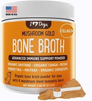  iHeartDogs Bone Broth & Turkey Tail Mushroom Powder Supplement 