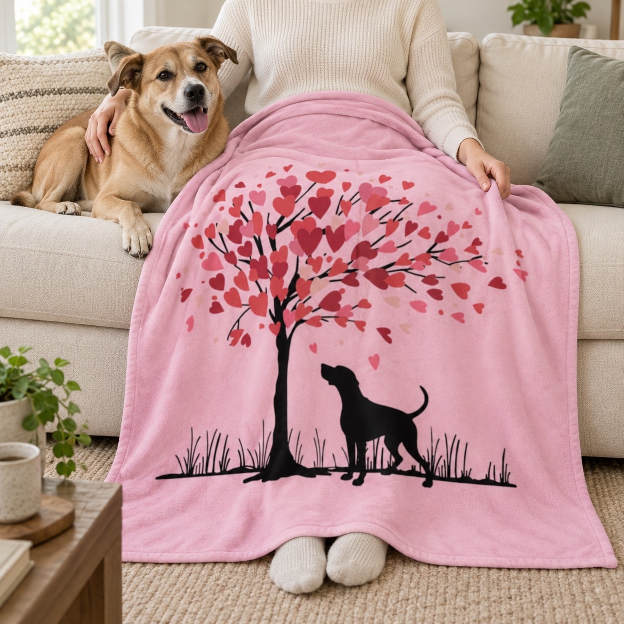 Tree of Hearts Cozy Plush Fleece Blanket - 50"x60"