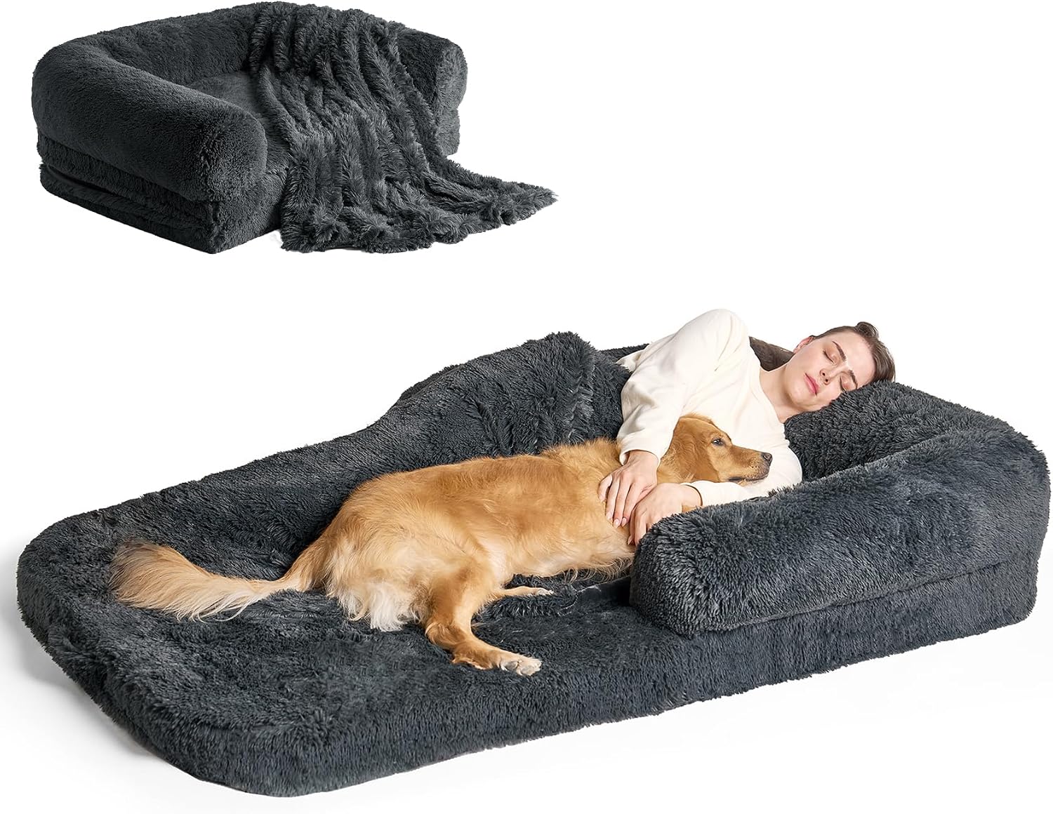 EHEYCIGA Orthopedic Foldable Human Dog Bed for pets and owners