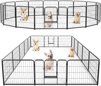 DUMOS Dog Playpen 16 Panels 24 Inch Indoor Outdoor Metal Pet Fence