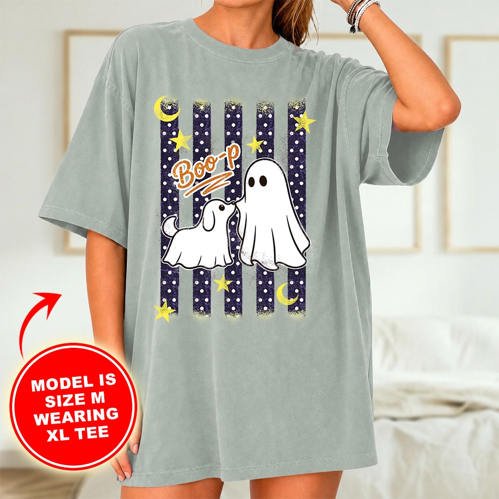 Comfort Colors Spooky Season Boo-p Dog Vintage Washed Nightshirt Tee - Bay