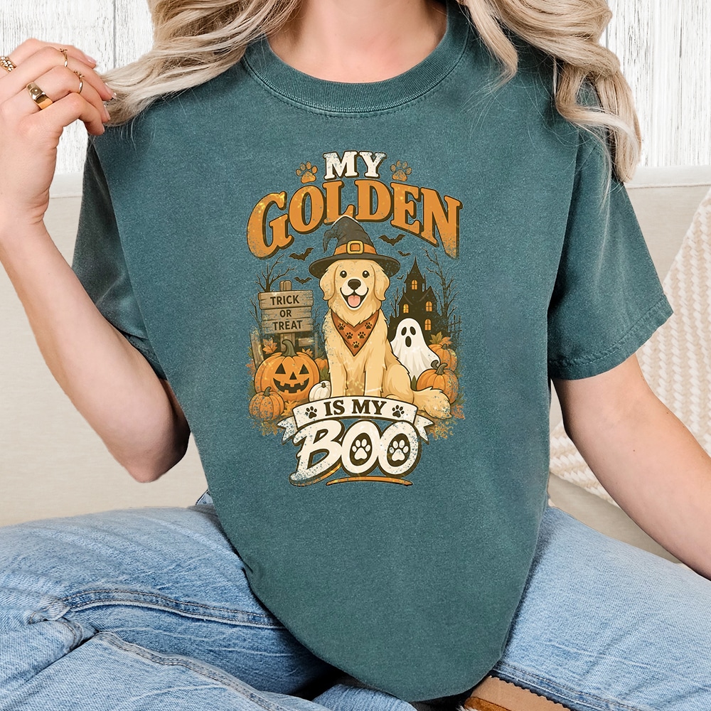 Comfort Colors My Golden Is My Boo Vintage Washed Tee - Blue Spruce