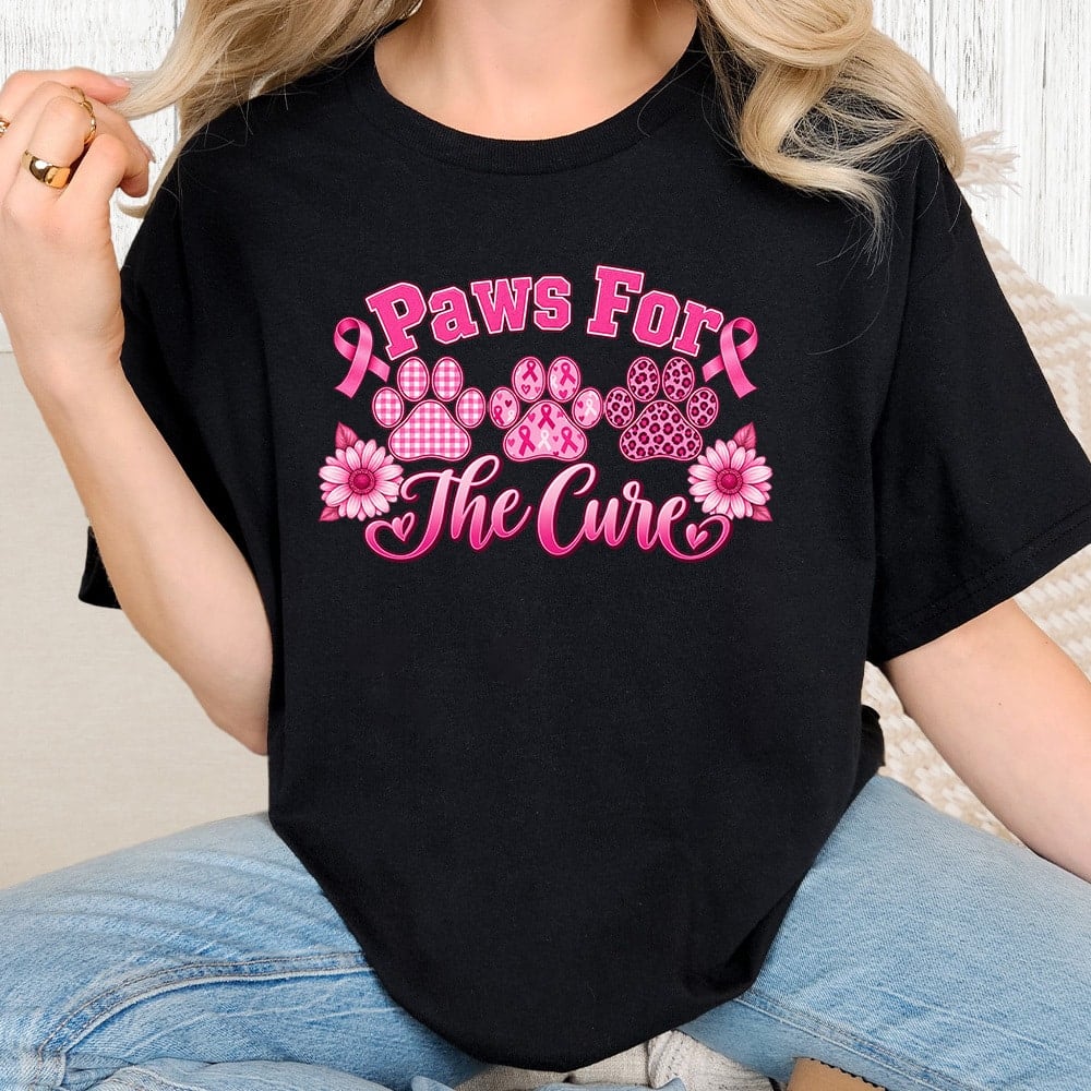Comfort Colors Paws For The Cure Vintage Washed Tee - Black