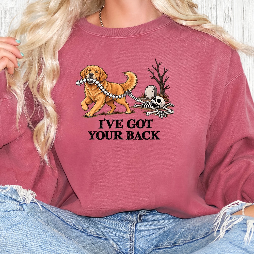 Comfort Colors I’ve Got Your Back Golden Retriever Premium  Sweatshirt - Crimson