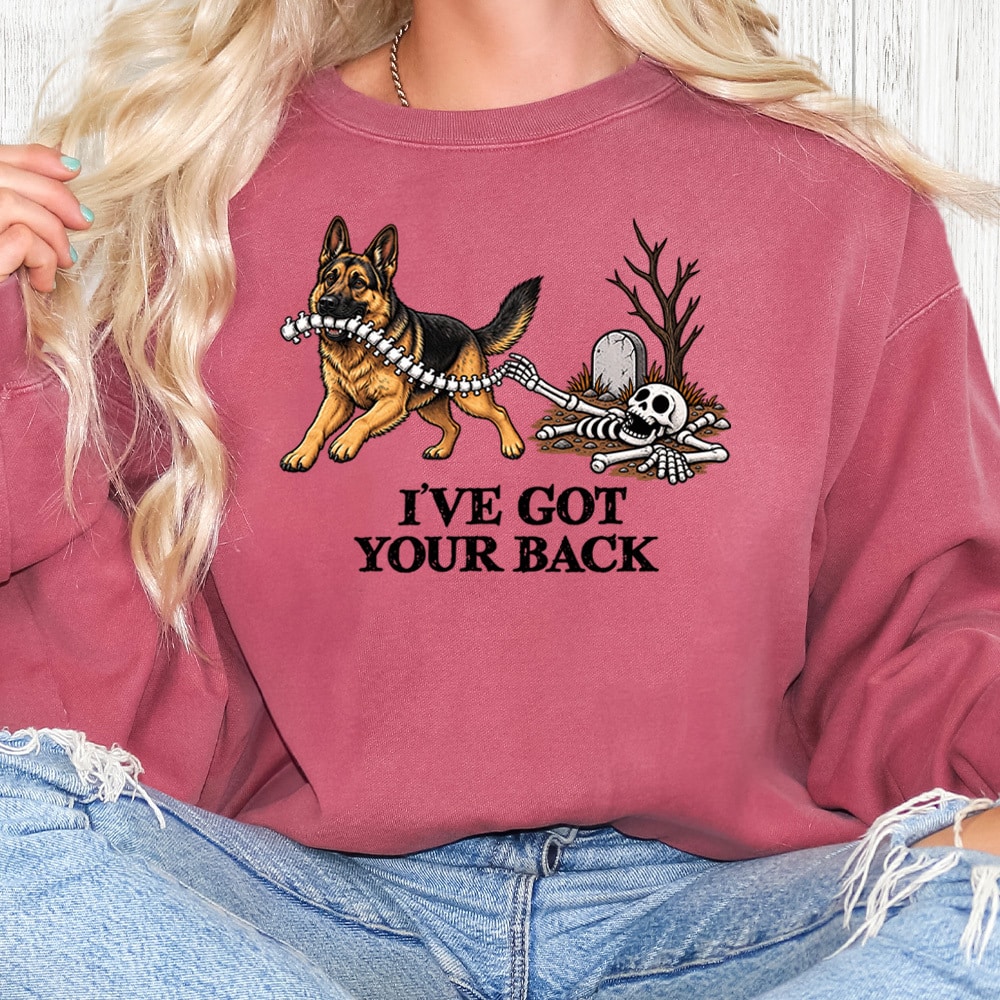 Comfort Colors I’ve Got Your Back German Shepherd Premium  Sweatshirt - Crimson