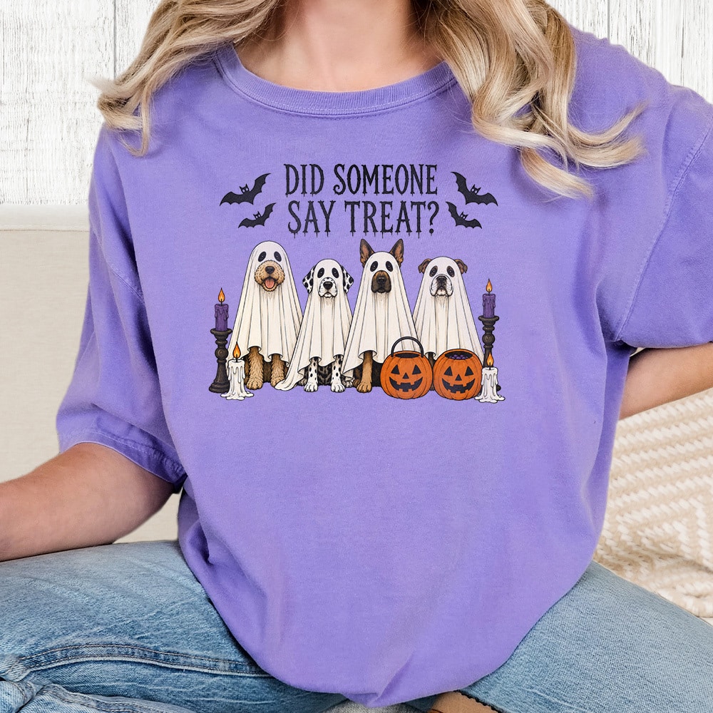 Comfort Colors Did Someone Say Treat? Vintage Washed Tee - Violet