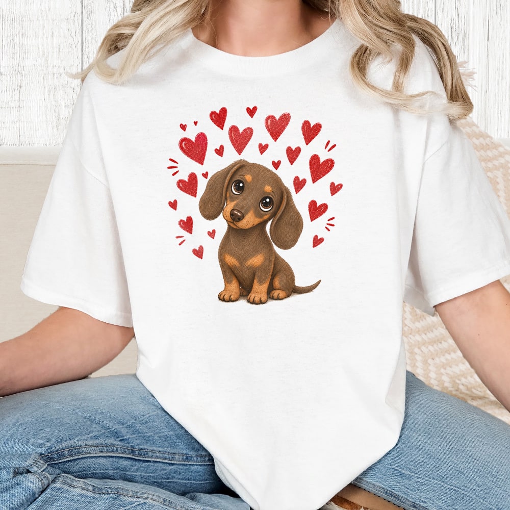 Comfort Colors Sweetheart Dachshund Vintage Washed Tee - White
